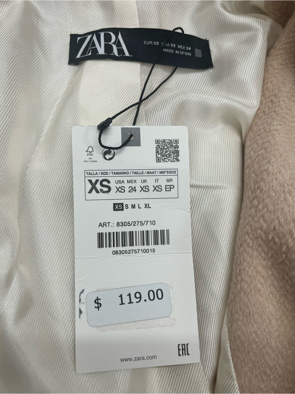 Zara Women's NWT Light Beige Double-Breasted Trench Coat - Picture 4 of 5
